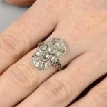 A platinum old and vari-cut diamond dress ring.Estimated total diamond weight 1.35cts,