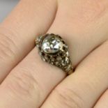 A rose-cut diamond single-stone ring,