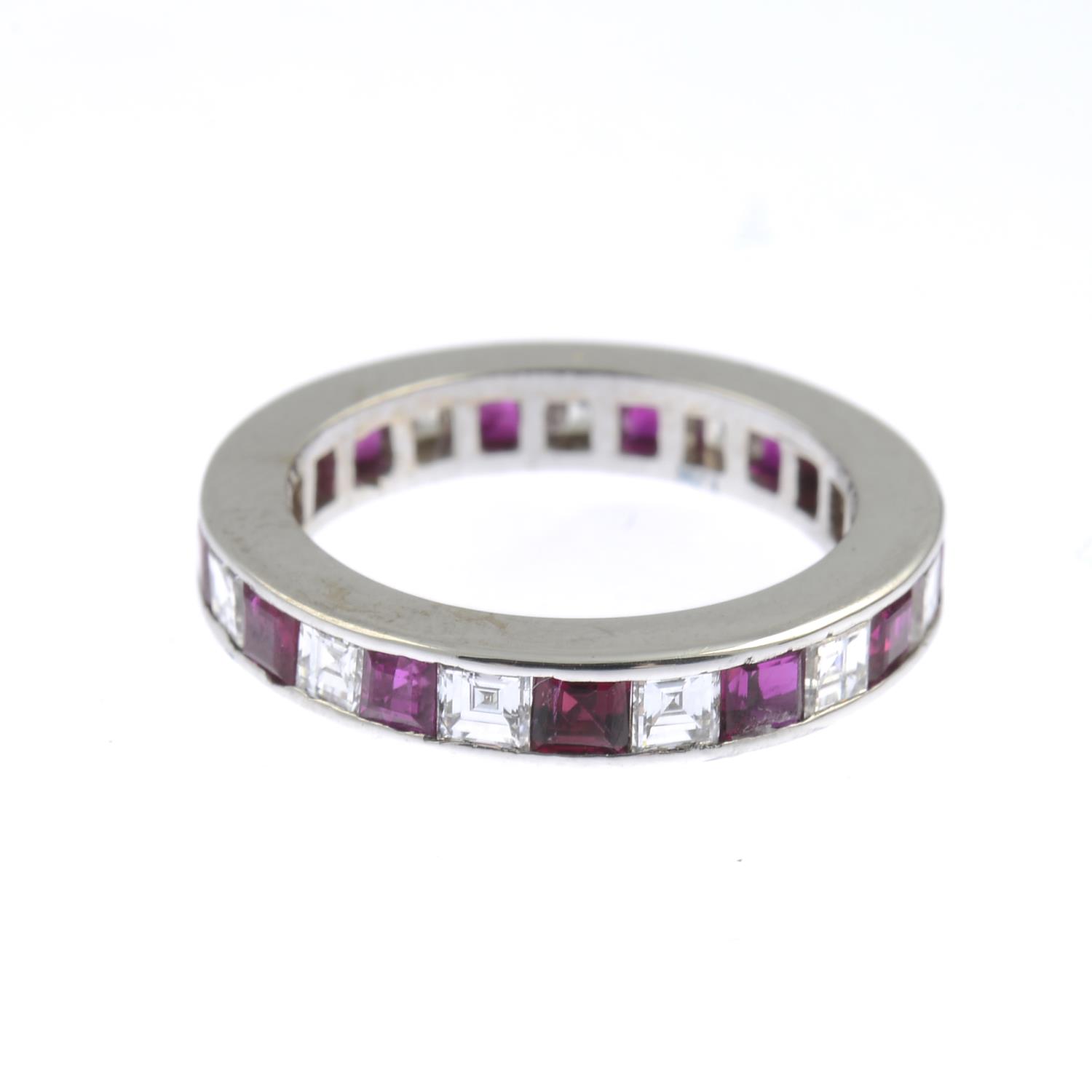 A square-shape ruby and diamond full eternity ring. - Image 5 of 6