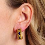 A pair of blue enamel ear hoops, by Buccellati.Stamped 750.