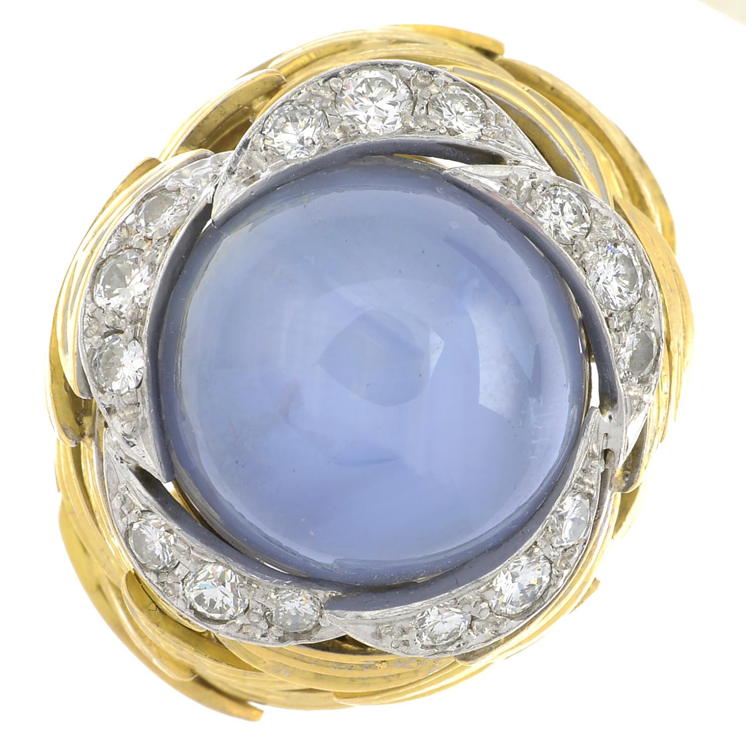 A 1970s 18ct gold Sri Lankan sapphire and diamond dress ring, - Image 7 of 7