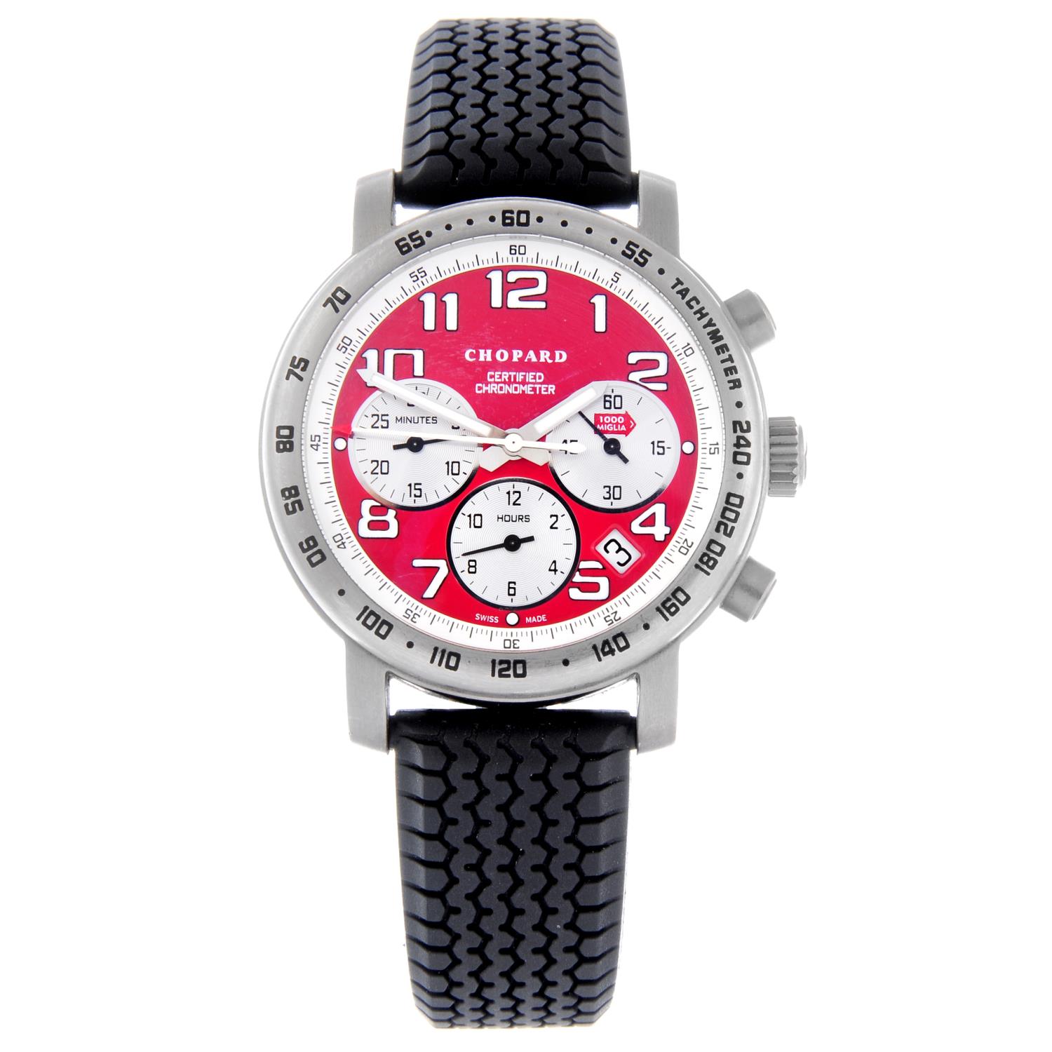 CHOPARD - a limited edition gentleman's Mille Miglia Rosso Corsa chronograph wrist watch.