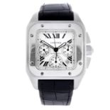 CARTIER - a gentleman's Santos 100 XL chronograph wrist watch.