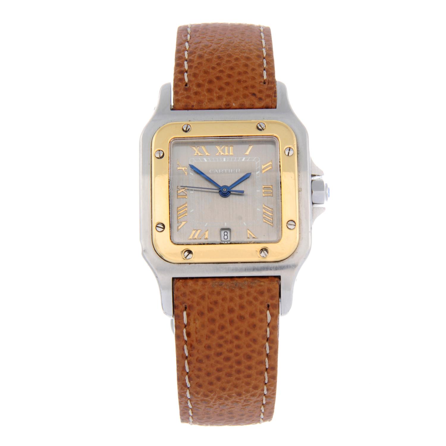 CARTIER - a mid-size Santos wrist watch.