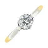 A brilliant-cut diamond single-stone ring.Estimated diamond weight 0.50ct,