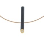An 18ct gold onyx and diamond accent necklace.Hallmarks for London,