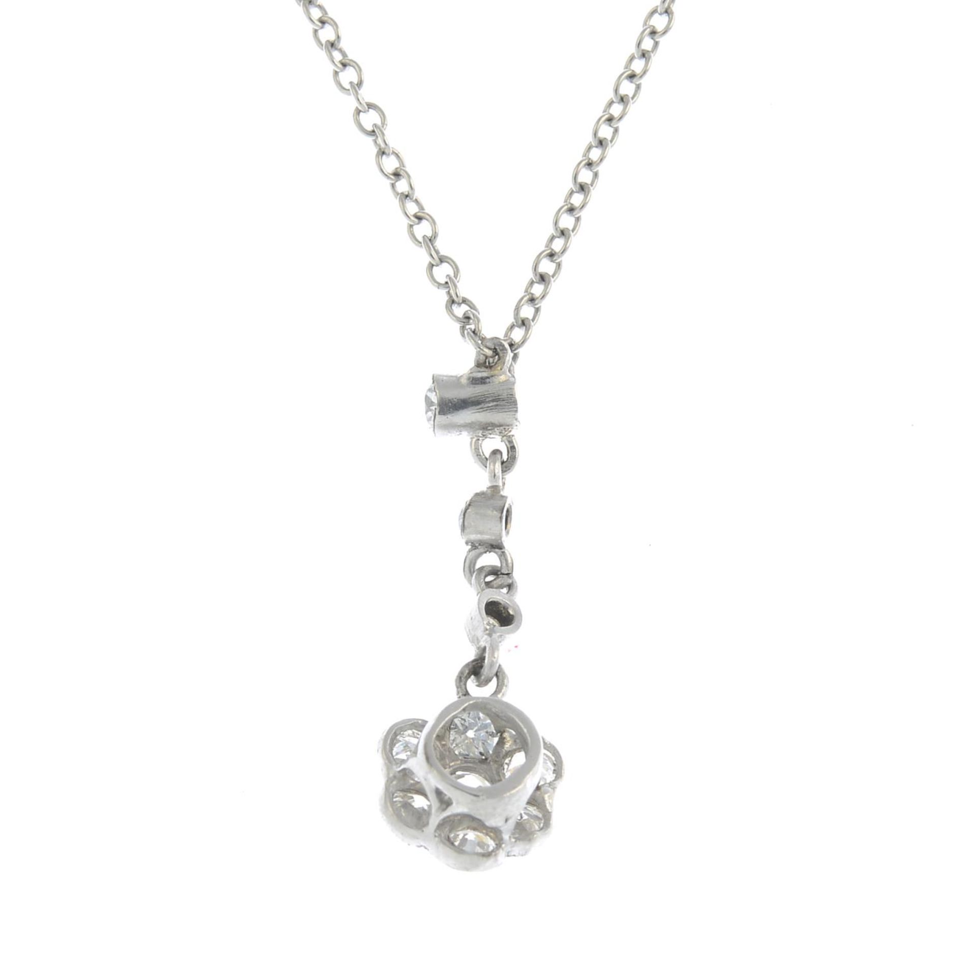 A diamond floral pendant, - Image 2 of 3