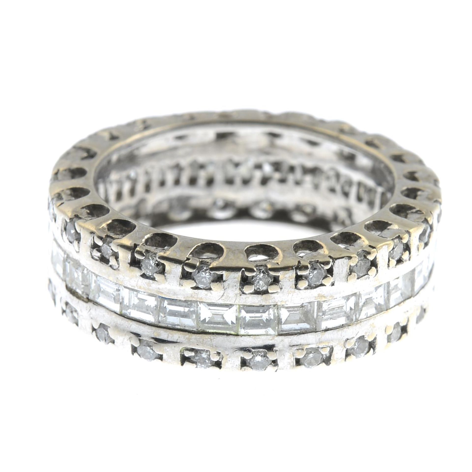 A diamond full eternity ring.Estimated total diamond weight 2.20cts.Stamped 750.Ring size K1/2. - Image 3 of 3