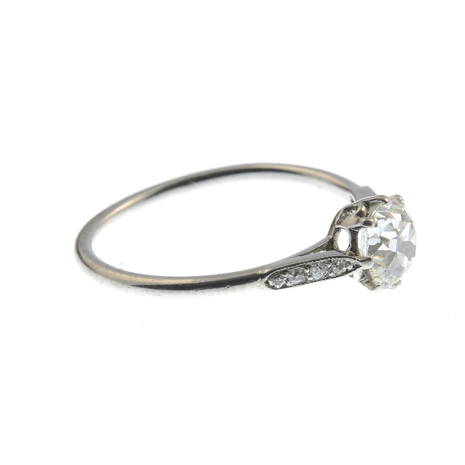 An early 20th century palladium old-cut diamond single-stone ring.Estimated diamond weight 0.50ct, - Image 3 of 3