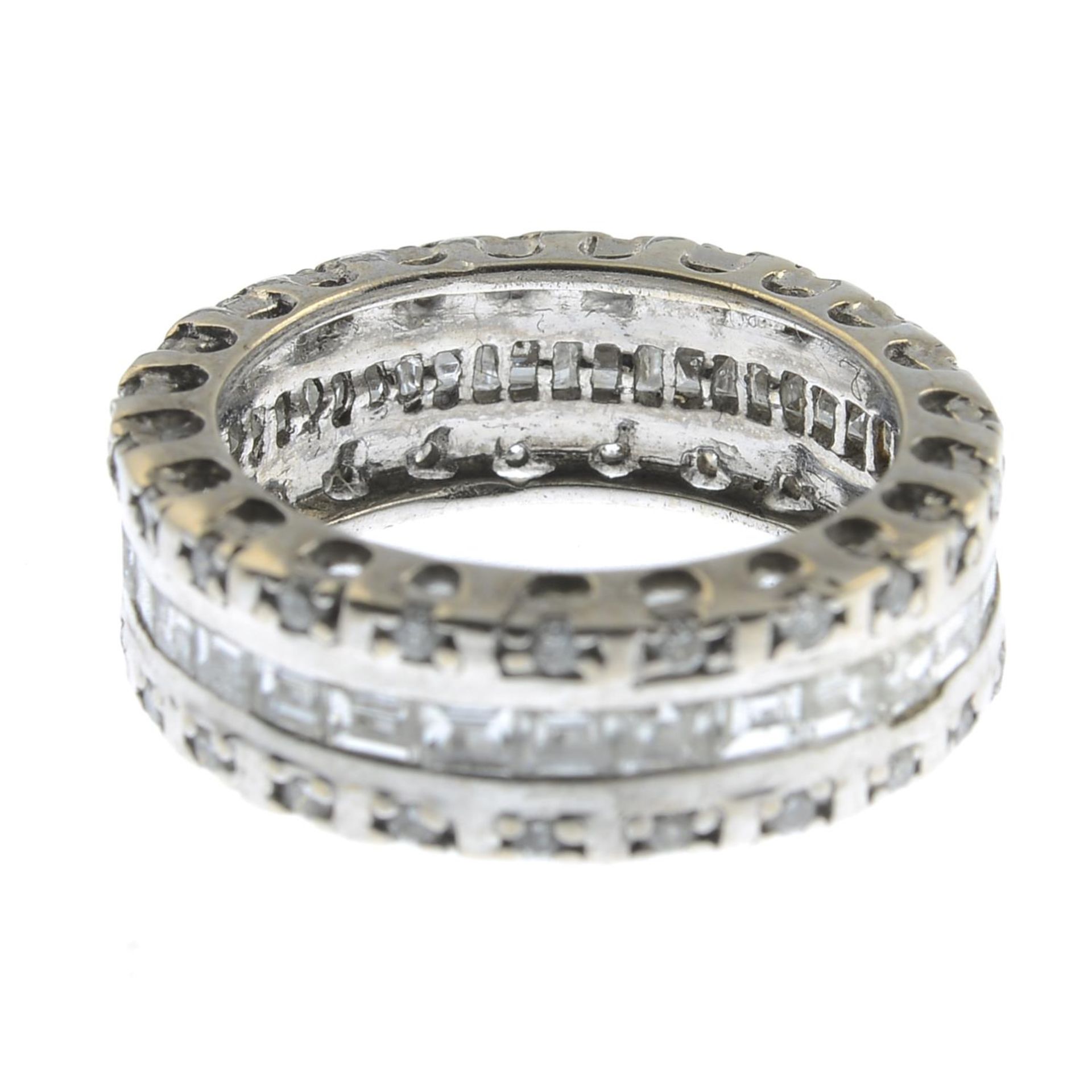 A diamond full eternity ring.Estimated total diamond weight 2.20cts.Stamped 750.Ring size K1/2. - Image 2 of 3