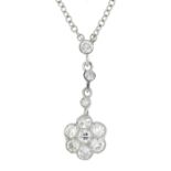 A diamond floral pendant,