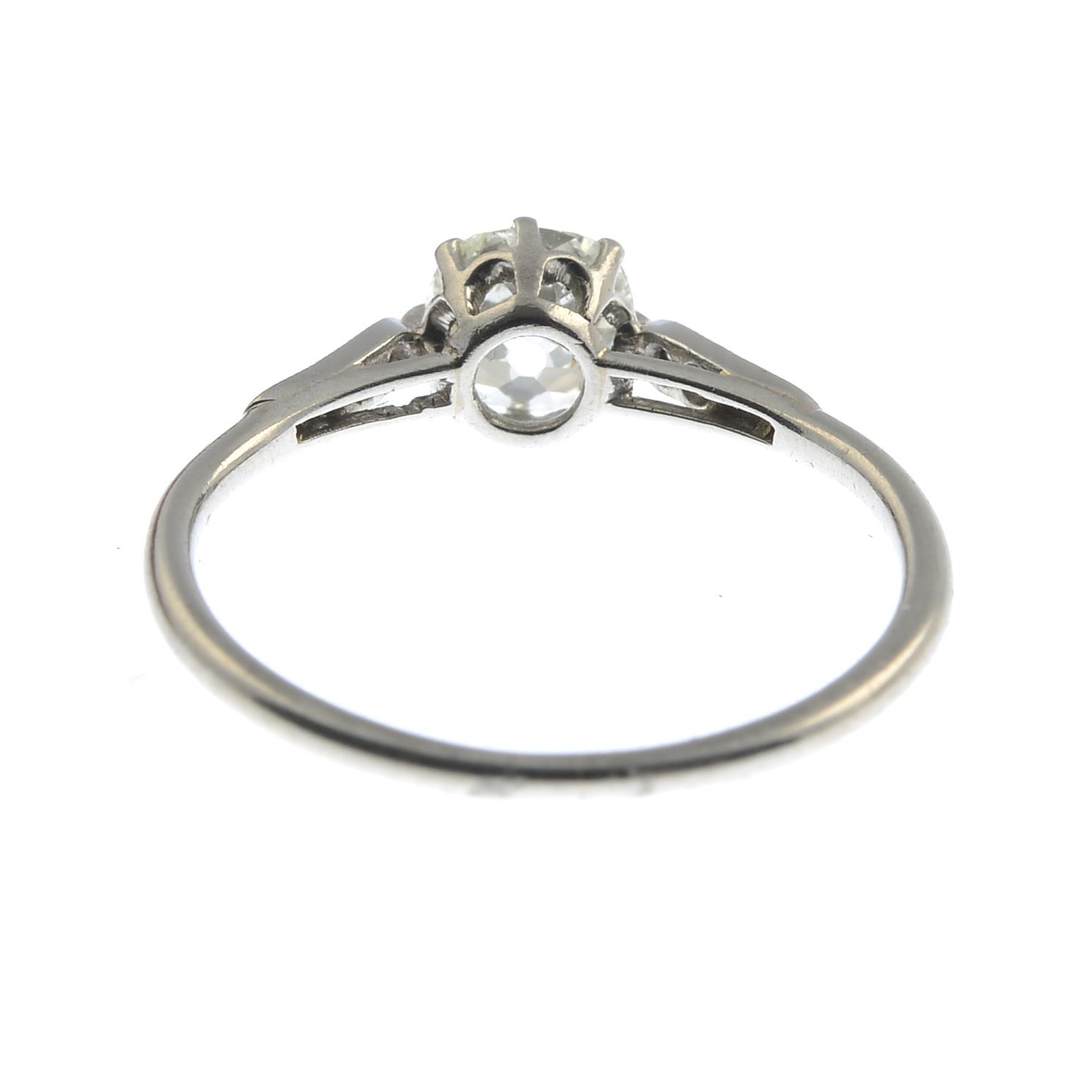 An early 20th century palladium old-cut diamond single-stone ring.Estimated diamond weight 0.50ct, - Image 2 of 3