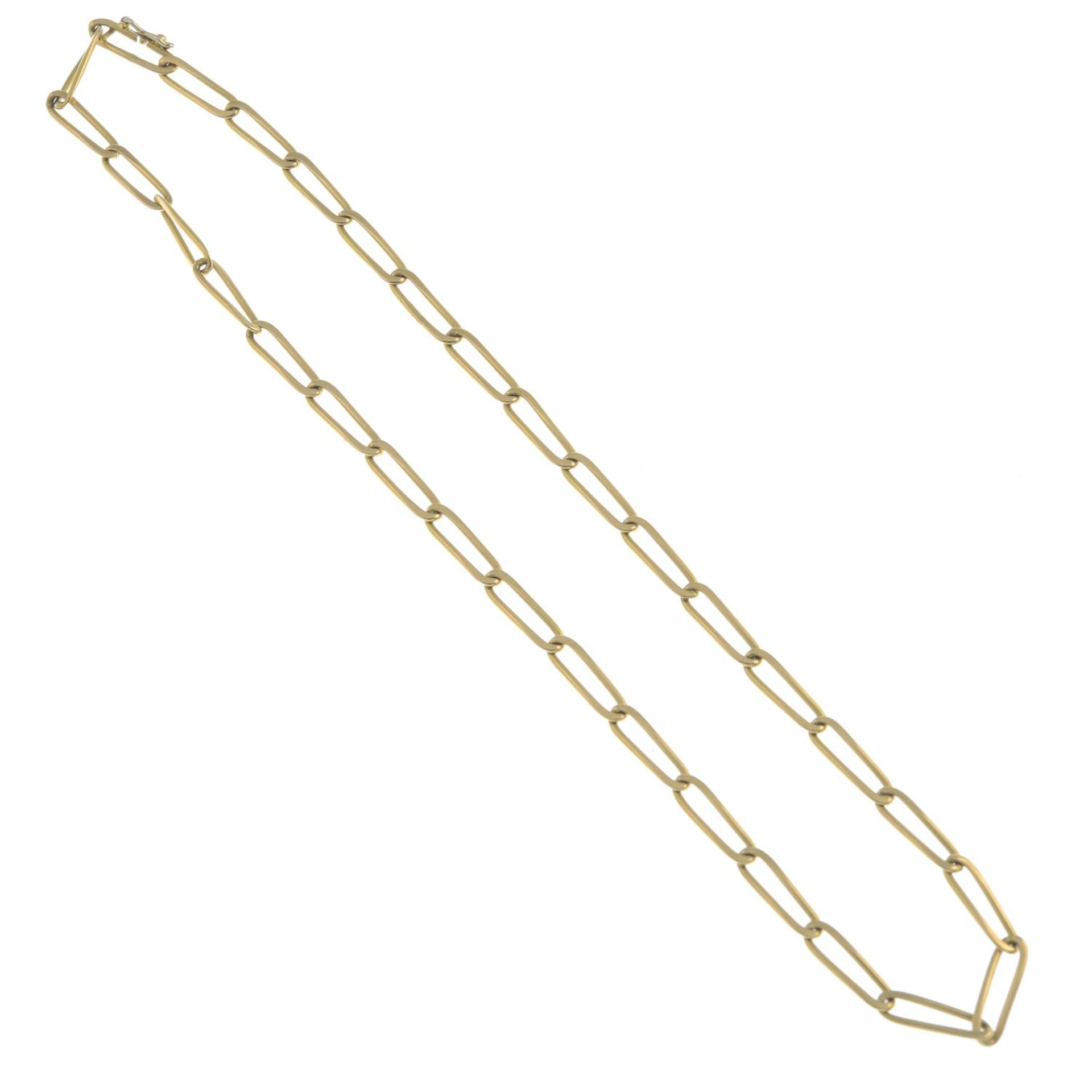 A fancy-link chain.French assay marks.Length 34cms. - Image 2 of 2