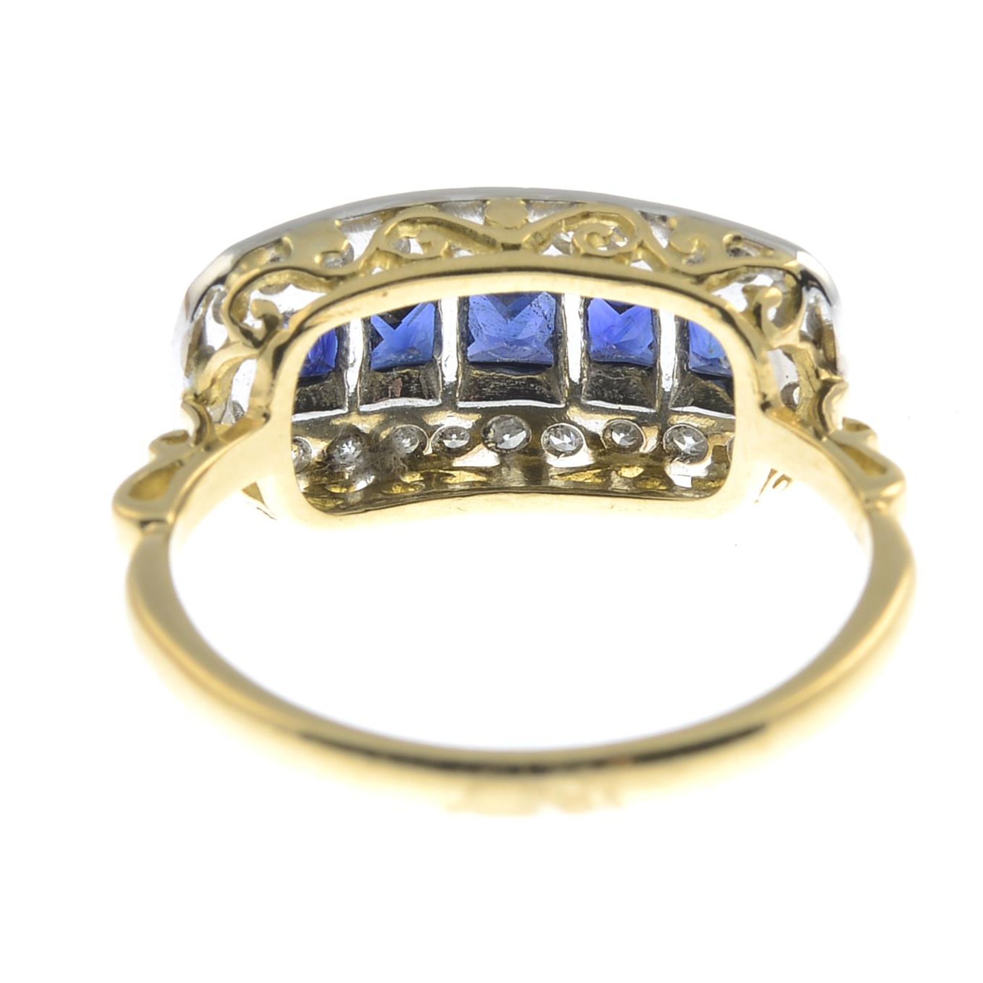 A single-cut diamond and sapphire dress ring.Estimated total diamond weight 0.20ct.Stamped - Image 2 of 3