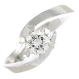 A brilliant-cut diamond single-stone ring.Estimated diamond weight 0.65ct,