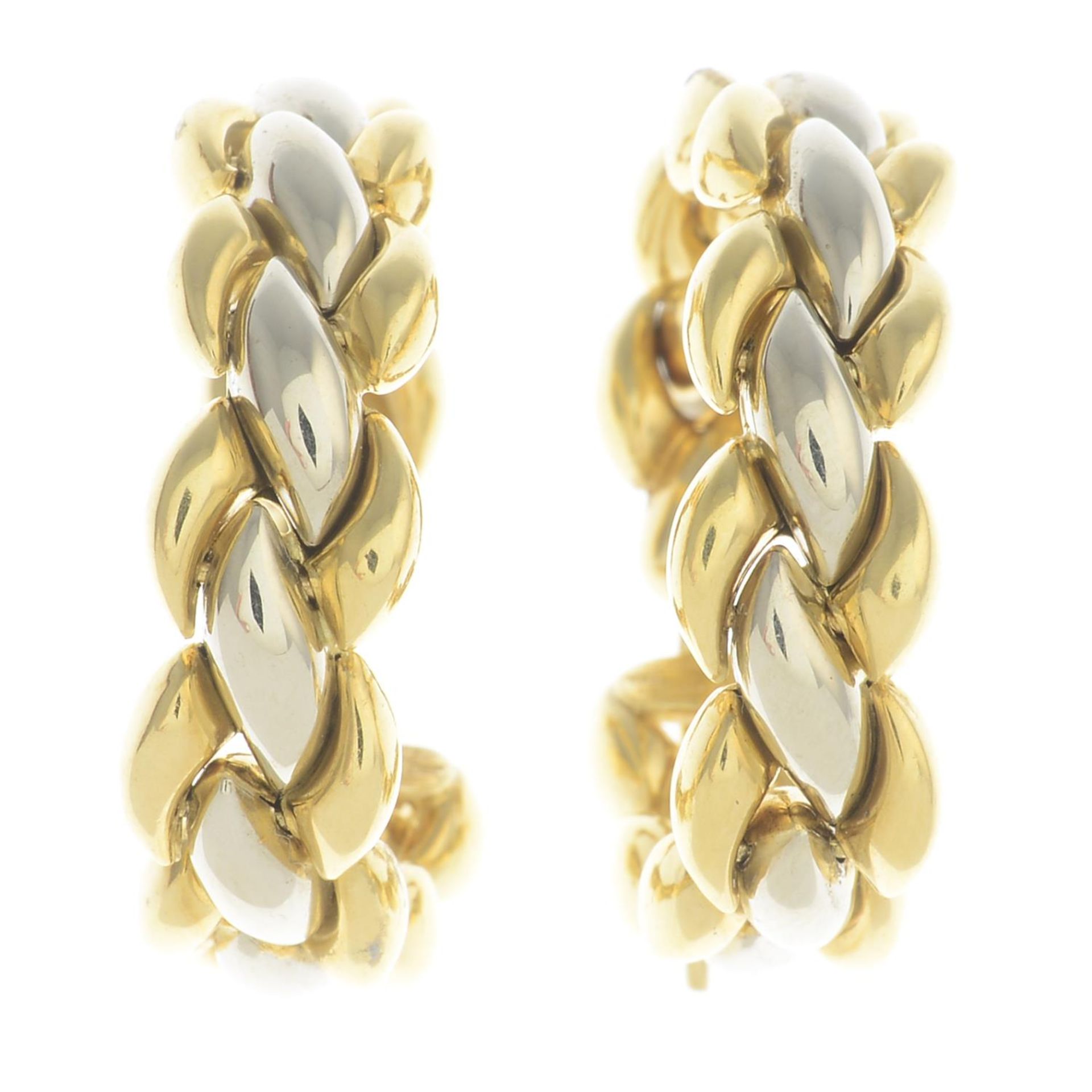 A pair of bi-colour 18ct gold hoop earrings, by Chimento.Signed Chimento.