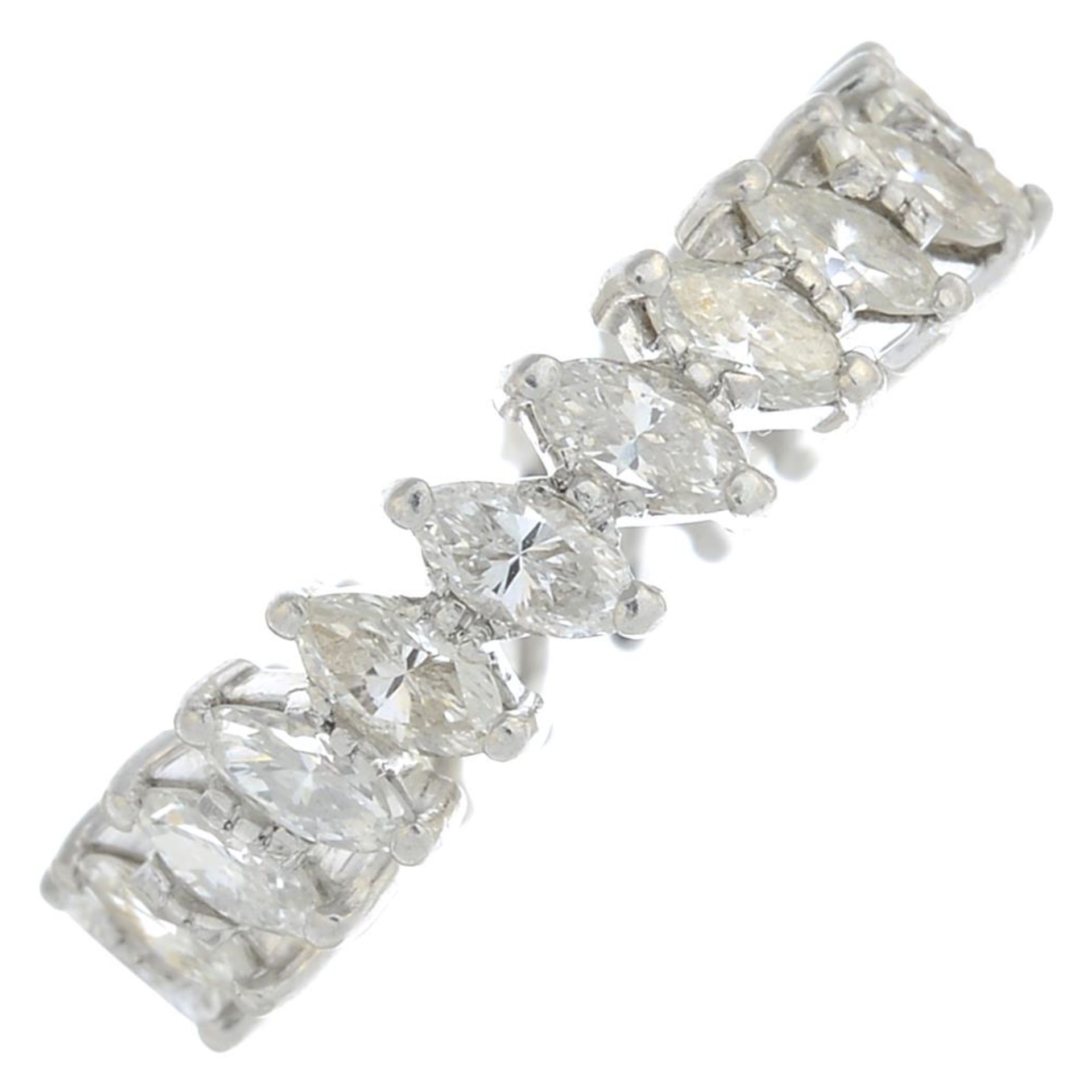 A marquise-cut diamond full eternity ring.Estimated total diamond weight 1.75cts,