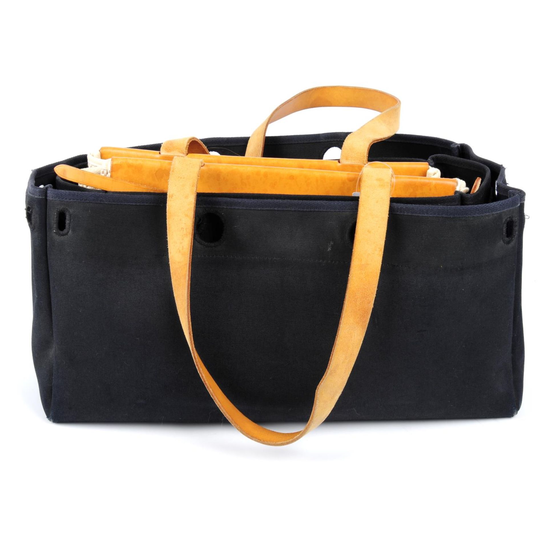 HERMÈS - a toile 2-in-1 Herbag Cabas PM tote handbag with one additional larger cover. - Bild 7 aus 8