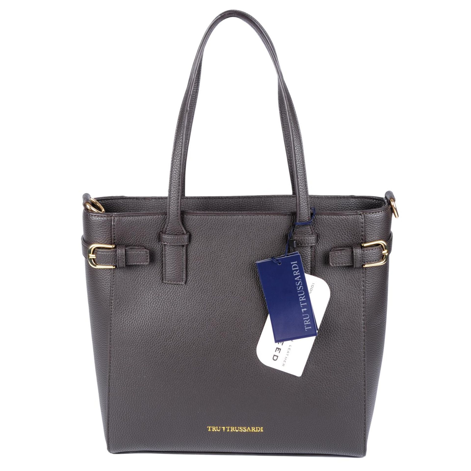 TRUSSARDI - a brown leather tote.