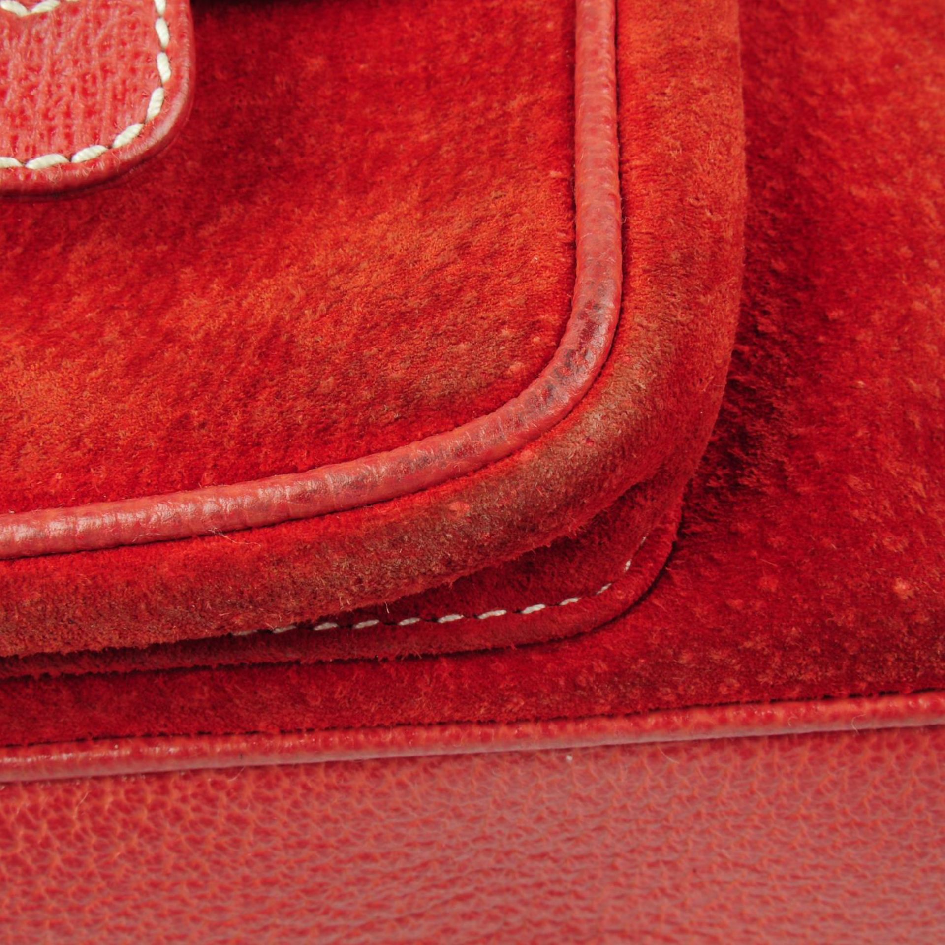 GUCCI - a red suede and leather bamboo backpack. - Bild 6 aus 7