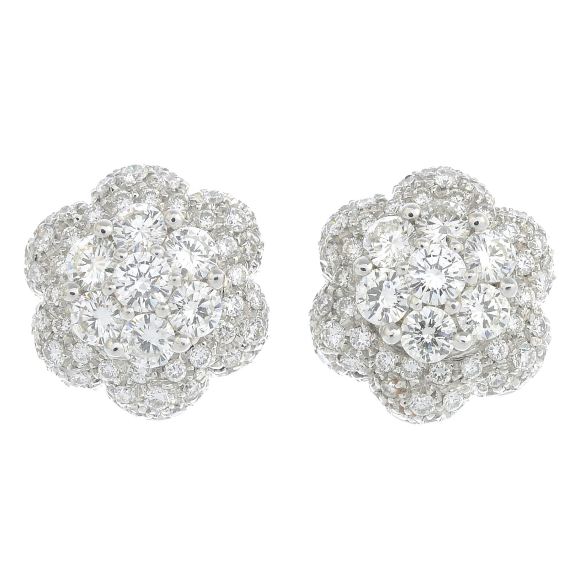 A pair of 18ct gold diamond floral cluster earrings. - Image 3 of 3