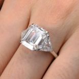 An impressive rectangular-shape diamond ring, with triangular-shape diamond sides.