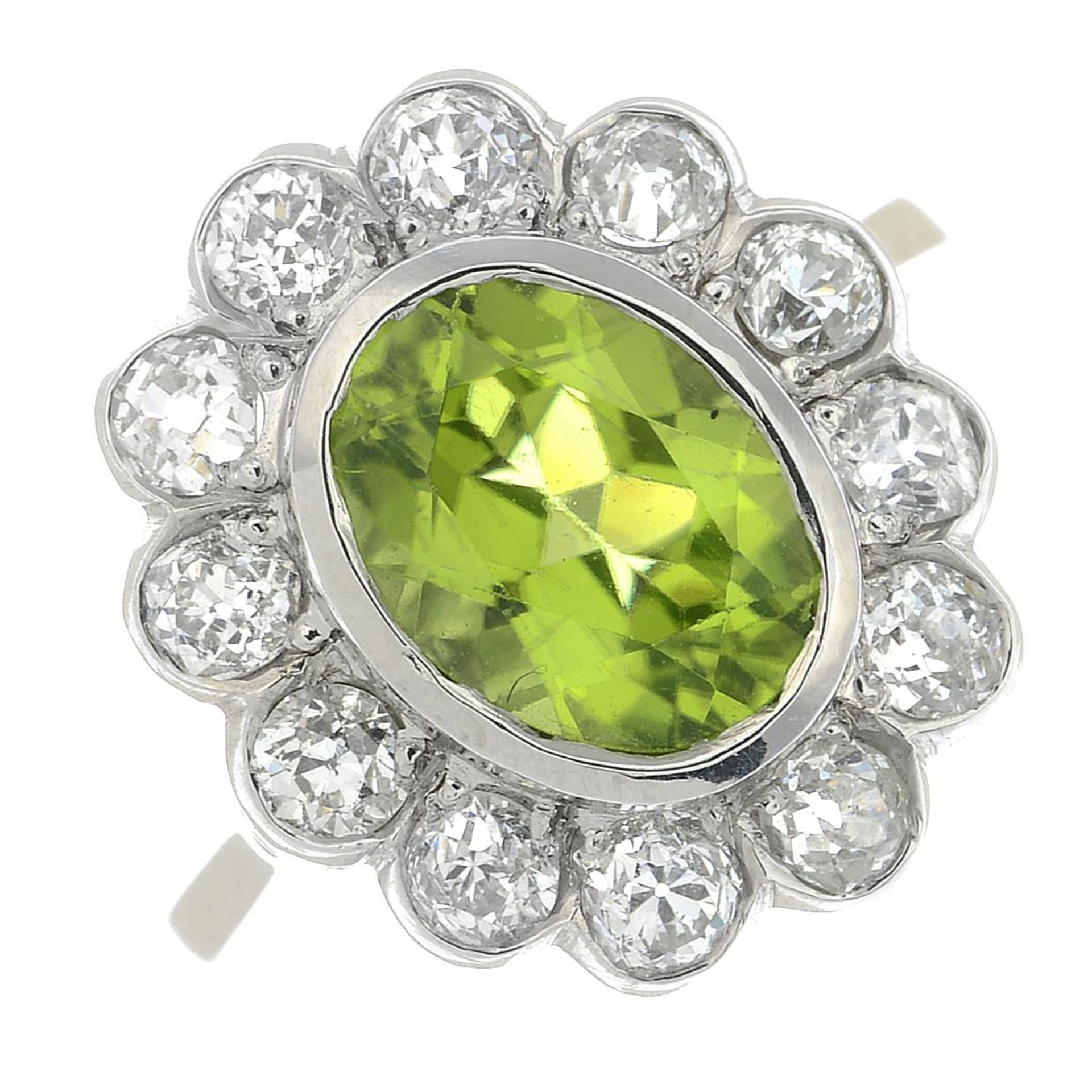 A peridot and old-cut diamond floral cluster ring. - Image 4 of 5