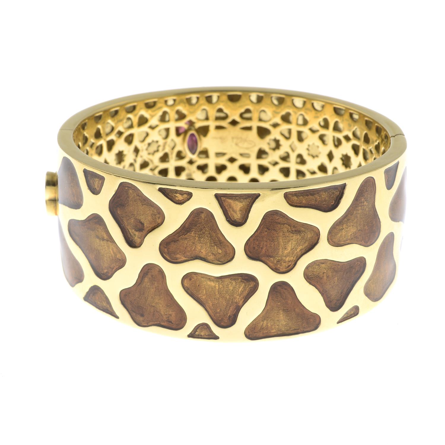 An 18ct gold enamel 'Giraffe' bangle, by Roberto Coin.Hallmarks for Birmingham. - Image 2 of 5