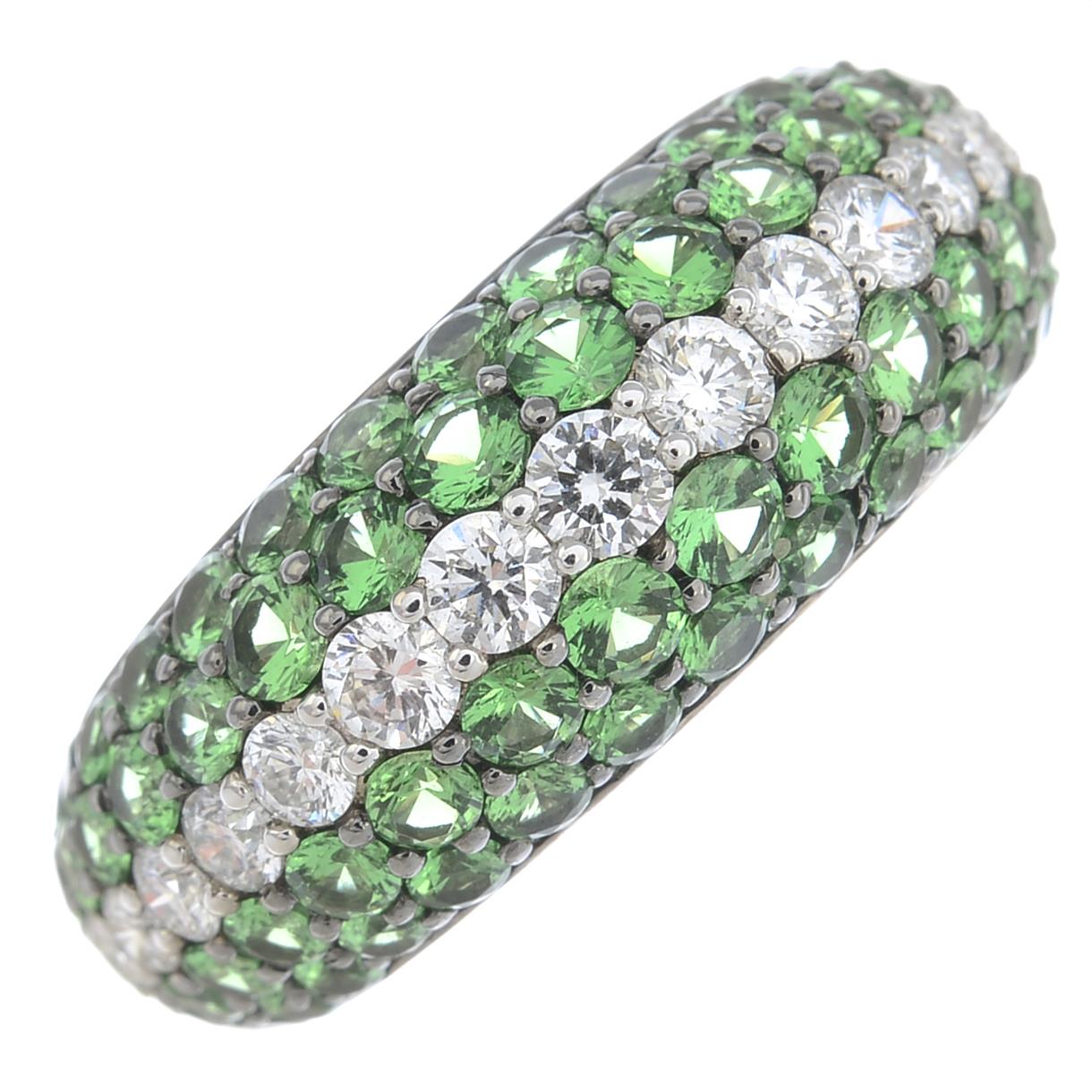 An 18ct gold prasiolite, diamond and tsavorite garnet dress ring. - Image 4 of 9