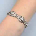 A brilliant and single-cut diamond geometric bracelet.Estimated total diamond weight 3.85cts,