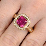 A pink tourmaline, amethyst and pave-set diamond dress ring, by Buchwald.