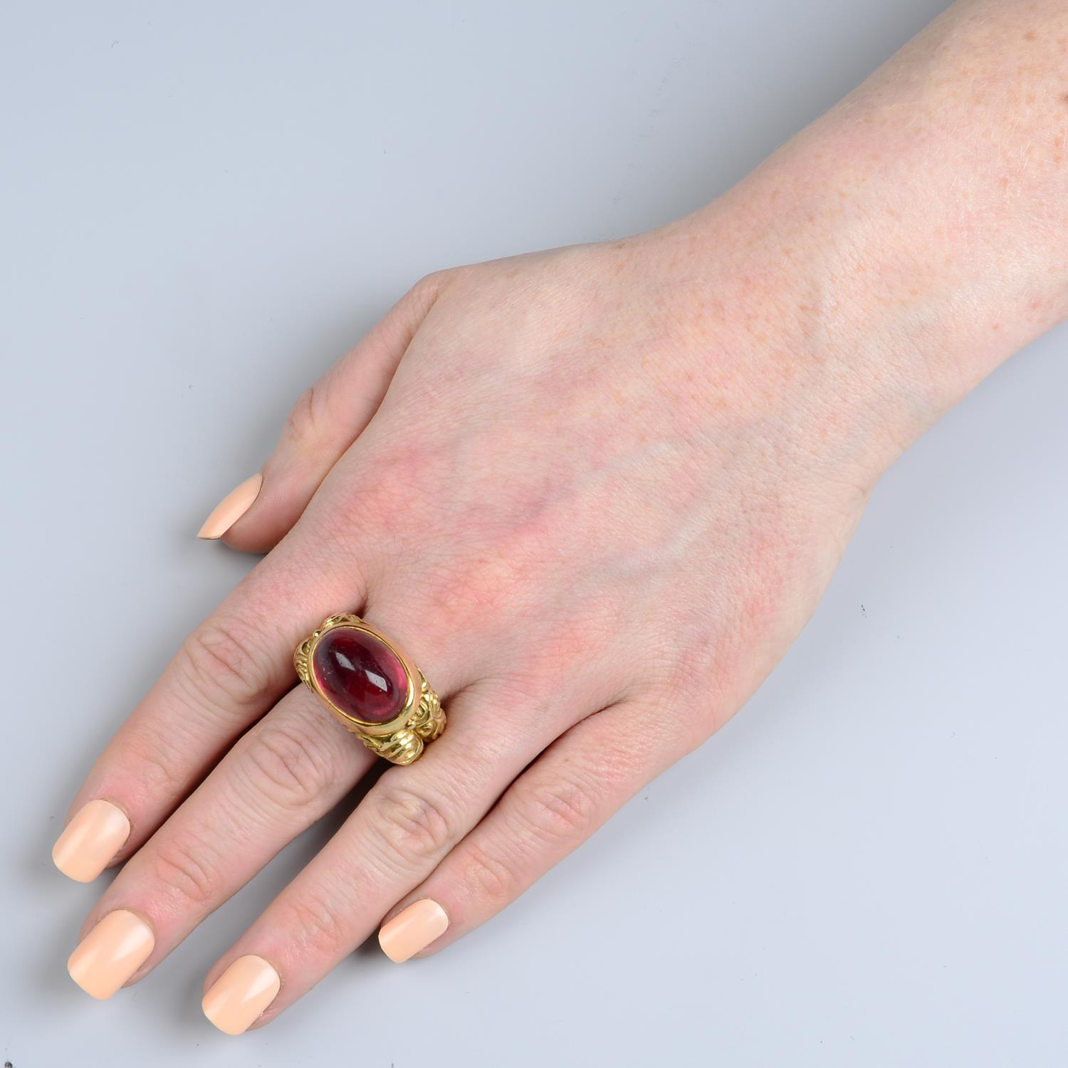 An 18ct gold pink tourmaline dress ring, - Image 5 of 5