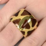 An 18ct gold brown enamel 'Giraffe' ring, by Roberto Coin.Hallmarks for Birmingham.