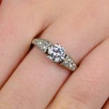 A brilliant-cut diamond single-stone ring,