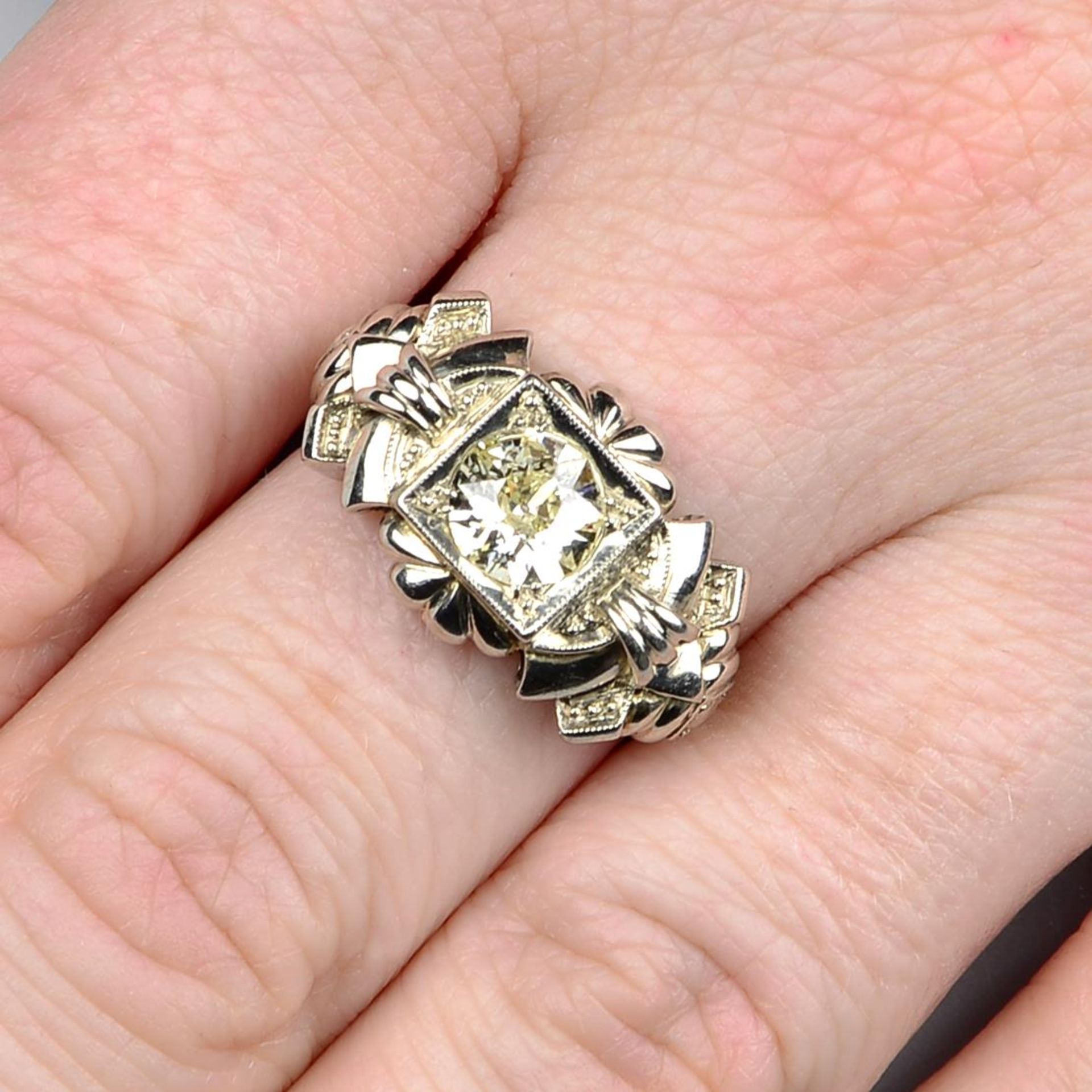 An old-cut diamond single-stone ring.Estimated diamond weight 0.75ct,