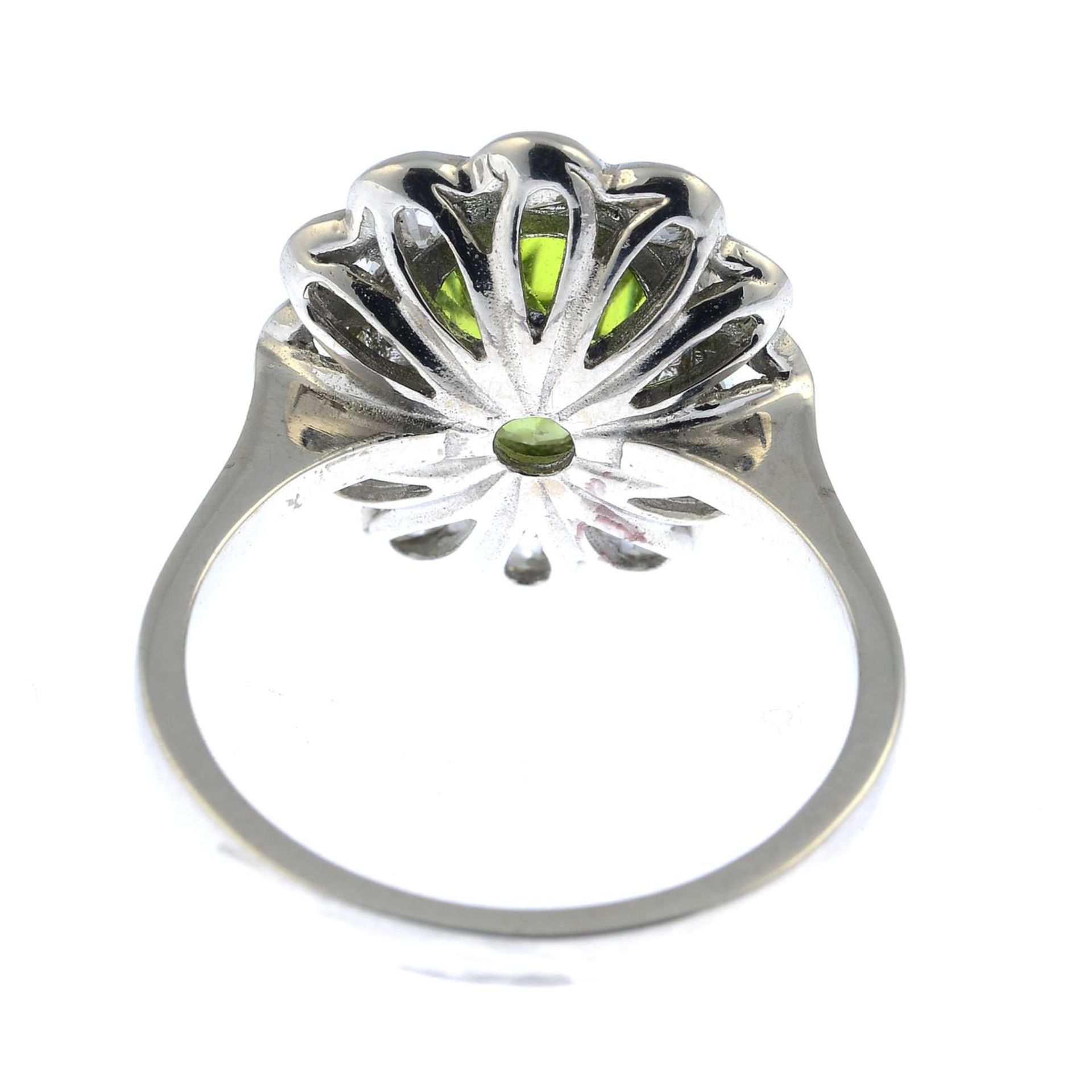 A peridot and old-cut diamond floral cluster ring. - Image 3 of 5