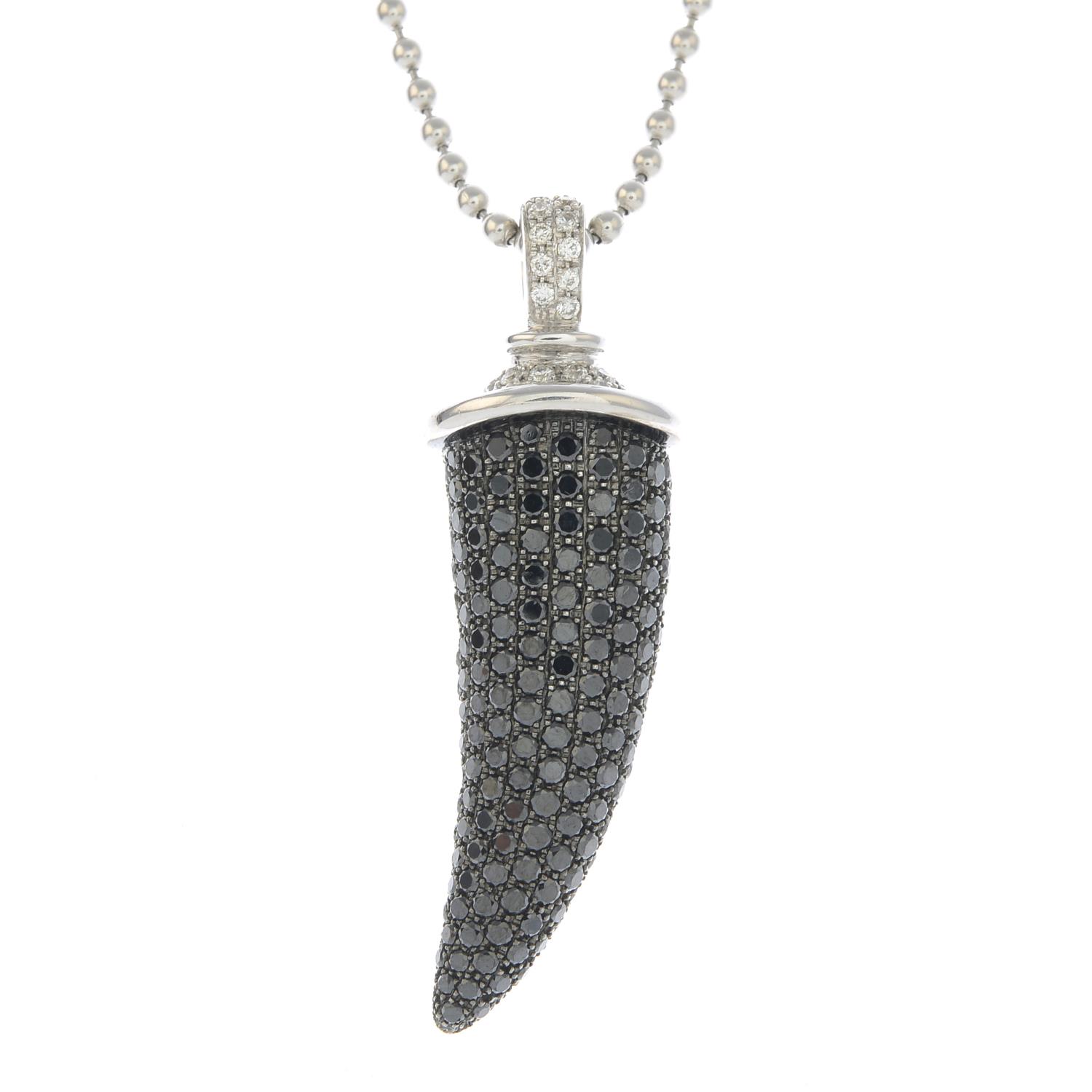 An 18ct gold diamond and black diamond 'Horn' pendant, - Image 2 of 5