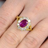 A Burmese ruby and old-cut diamond cluster ring.With report 78172-43,