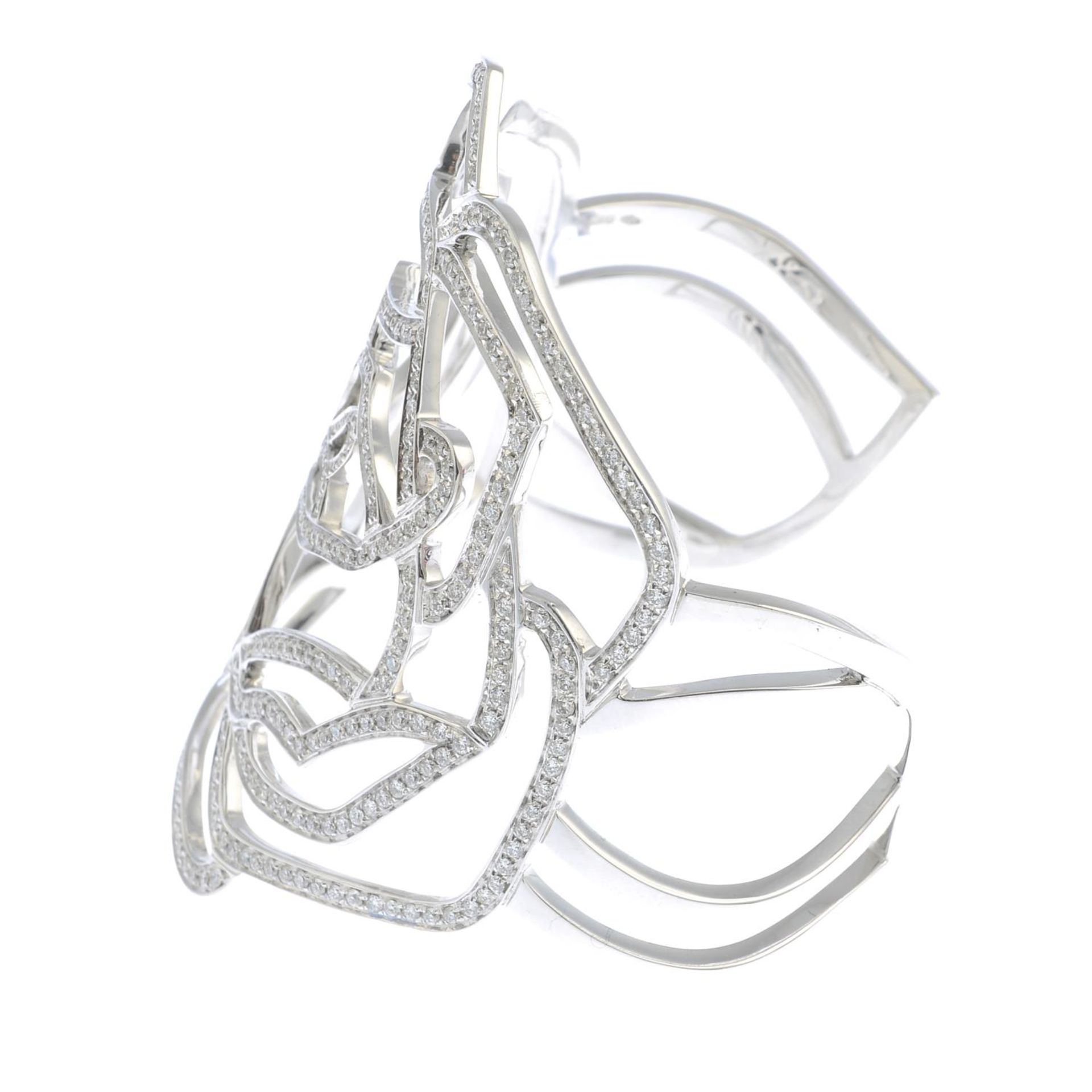 A pave-set diamond openwork rose cuff bangle, by Gavello. - Image 3 of 4