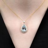 An aquamarine and diamond pendant,