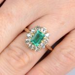 A Colombian emerald and old-cut diamond cluster ring.With report 78161-10,