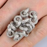 An 18ct gold brilliant-cut diamond flexible link-motif dress ring,