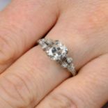 An Art Deco platinum old-cut diamond single-stone ring,