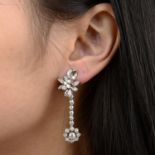 A pair of mid 20th century vari-cut diamond floral earrings,