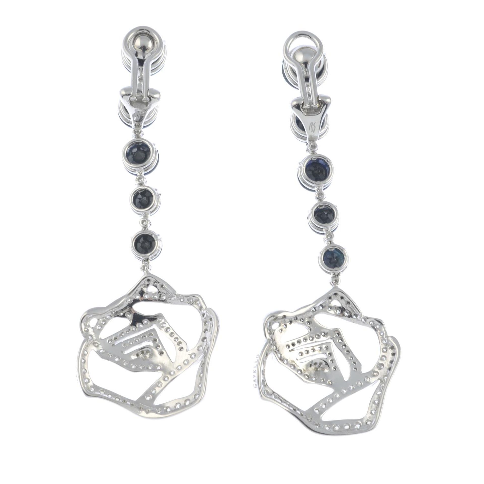 A pair of diamond and black gem rose earrings, by Gavello. - Image 2 of 3