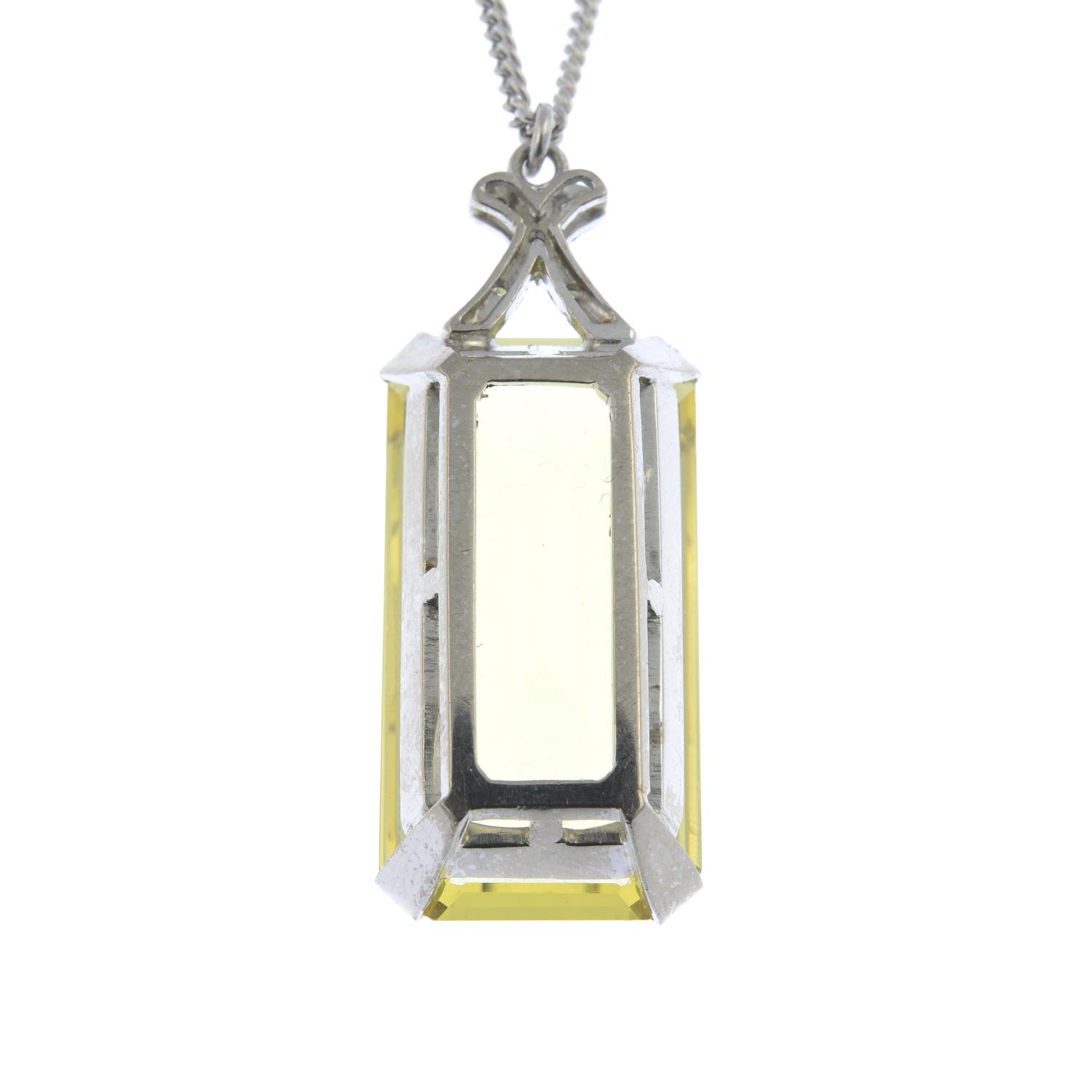 A heliodor and diamond pendant, on chain. - Image 2 of 5