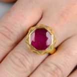 A ruby and diamond 'Sacred Shapes' ring, attributed to Jade Jagger.Ring size L1/2.