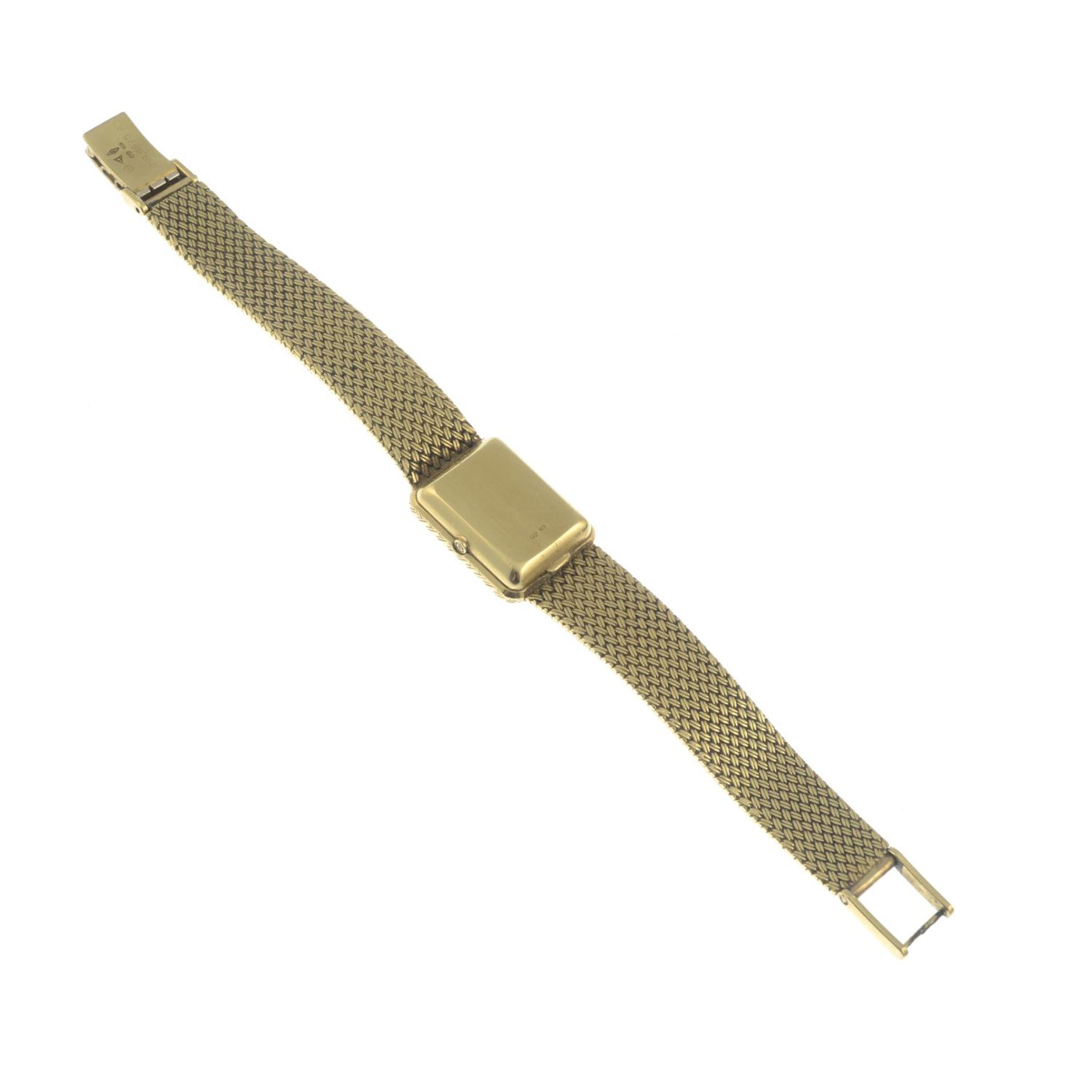 A lady's 18ct gold Omega wrist watch, with integral woven bracelet.Swiss convention marks. - Image 3 of 4