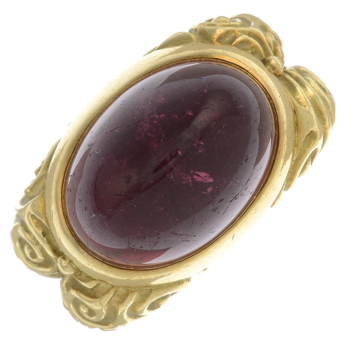 An 18ct gold pink tourmaline dress ring, - Image 4 of 5
