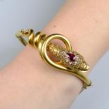 A late Victorian gold snake bangle,
